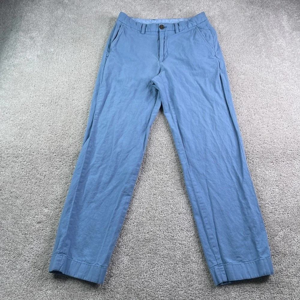 Brooks Brothers Pants Mens 30x30 Blue Clark Fit Cotton Linen Blend Chinos Casual
